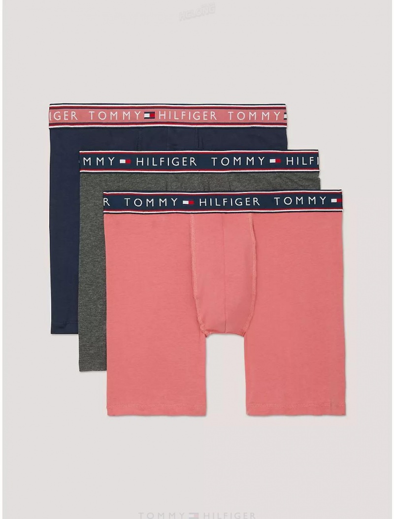 Tommy Hilfiger Cotton Stretch Boxer Brief 3-Pack Underwear English Rose | 8725-VMBHE