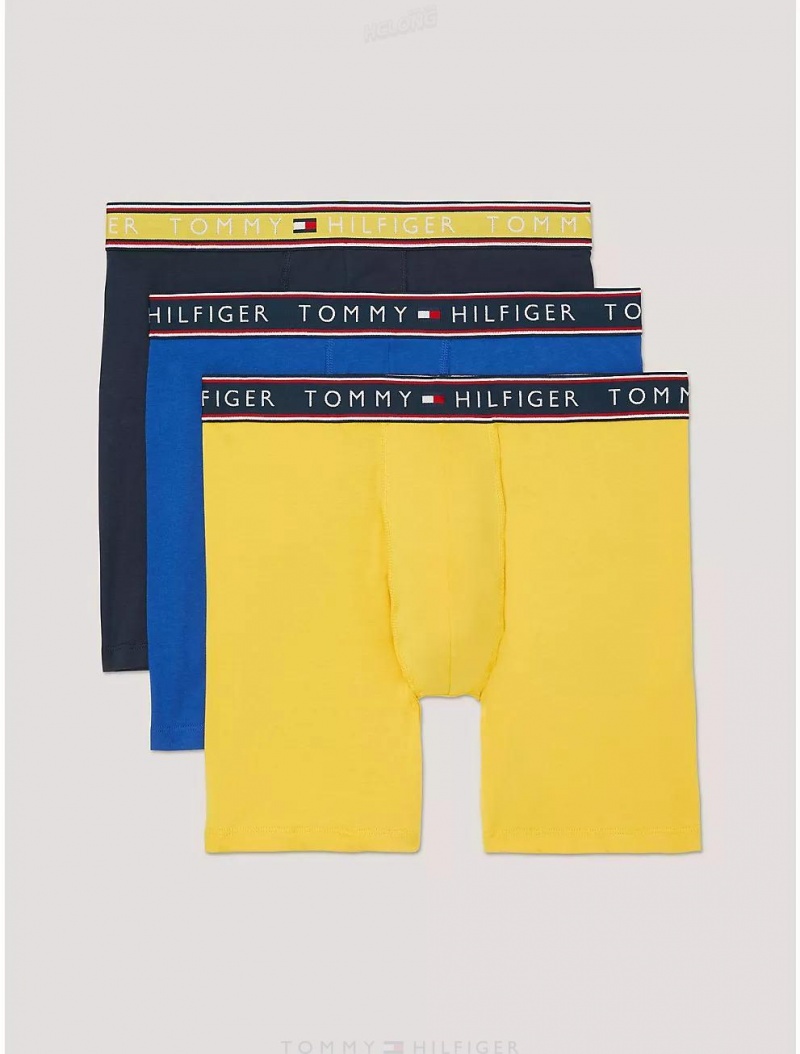 Tommy Hilfiger Cotton Stretch Boxer Brief 3-Pack Underwear Ink Blue | 7435-BDWQX