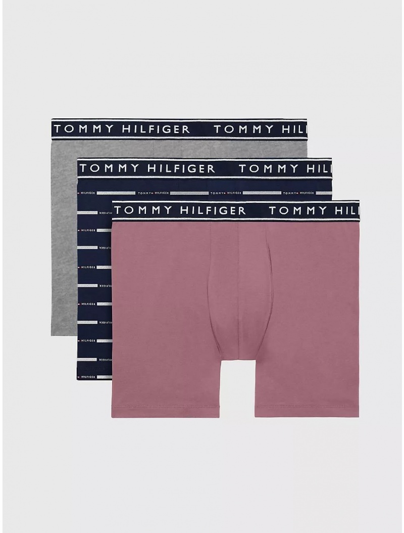 Tommy Hilfiger Cotton Stretch Boxer Brief 3-Pack Underwear New Navy | 5649-EJHBK