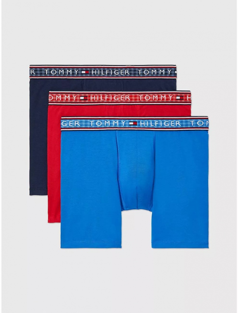 Tommy Hilfiger Cotton Stretch Boxer Brief 3-Pack Underwear Mahogany | 0916-DZPAU