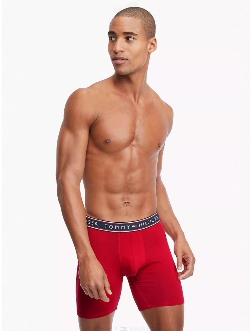 Tommy Hilfiger Cotton Stretch Boxer Brief 3-Pack Underwear Mahogany | 0298-TVQBN