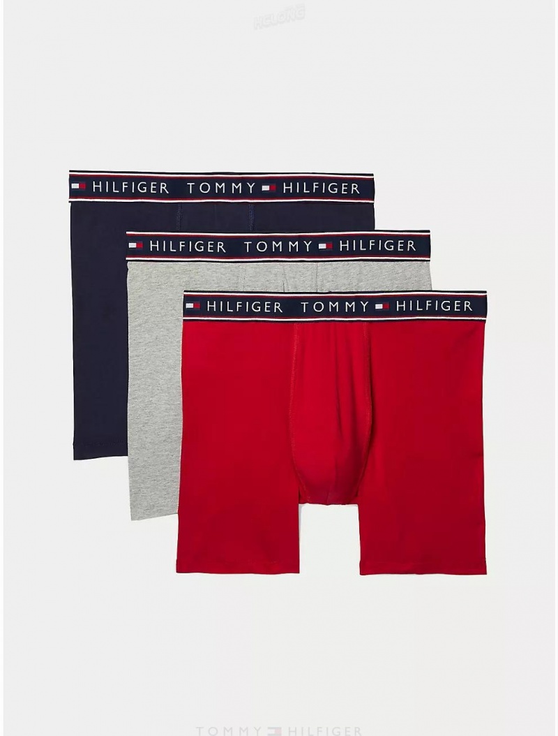 Tommy Hilfiger Cotton Stretch Boxer Brief 3-Pack Underwear Mahogany | 0298-TVQBN