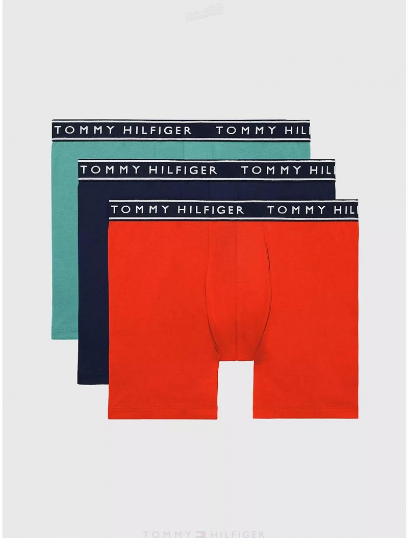 Tommy Hilfiger Cotton Stretch Boxer Brief 3-Pack Underwear Geranium | 6137-JZEHW