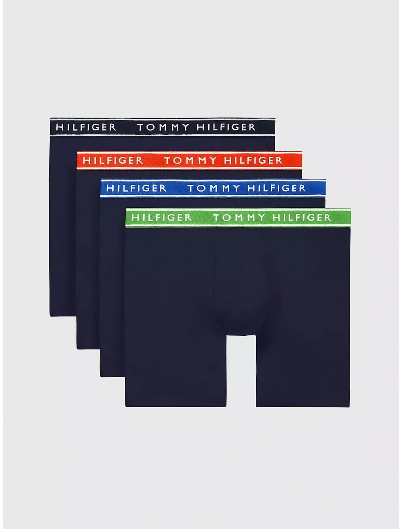 Tommy Hilfiger Cotton Stretch Boxer Brief 4-Pack Underwear Blue Multi | 1906-ODTEX