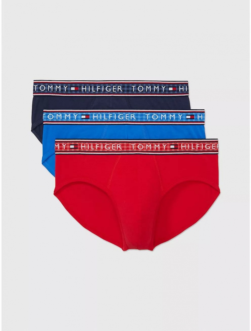 Tommy Hilfiger Cotton Stretch Brief 3-Pack Underwear Mahogany | 9501-ZVMQA