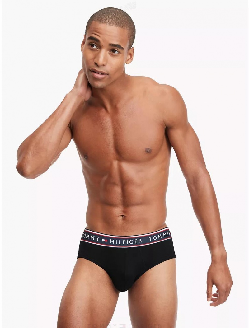 Tommy Hilfiger Cotton Stretch Brief 4-Pack Underwear Black | 4189-VNSAW