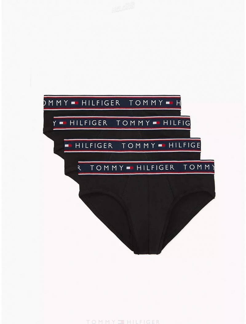 Tommy Hilfiger Cotton Stretch Brief 4-Pack Underwear Black | 4189-VNSAW