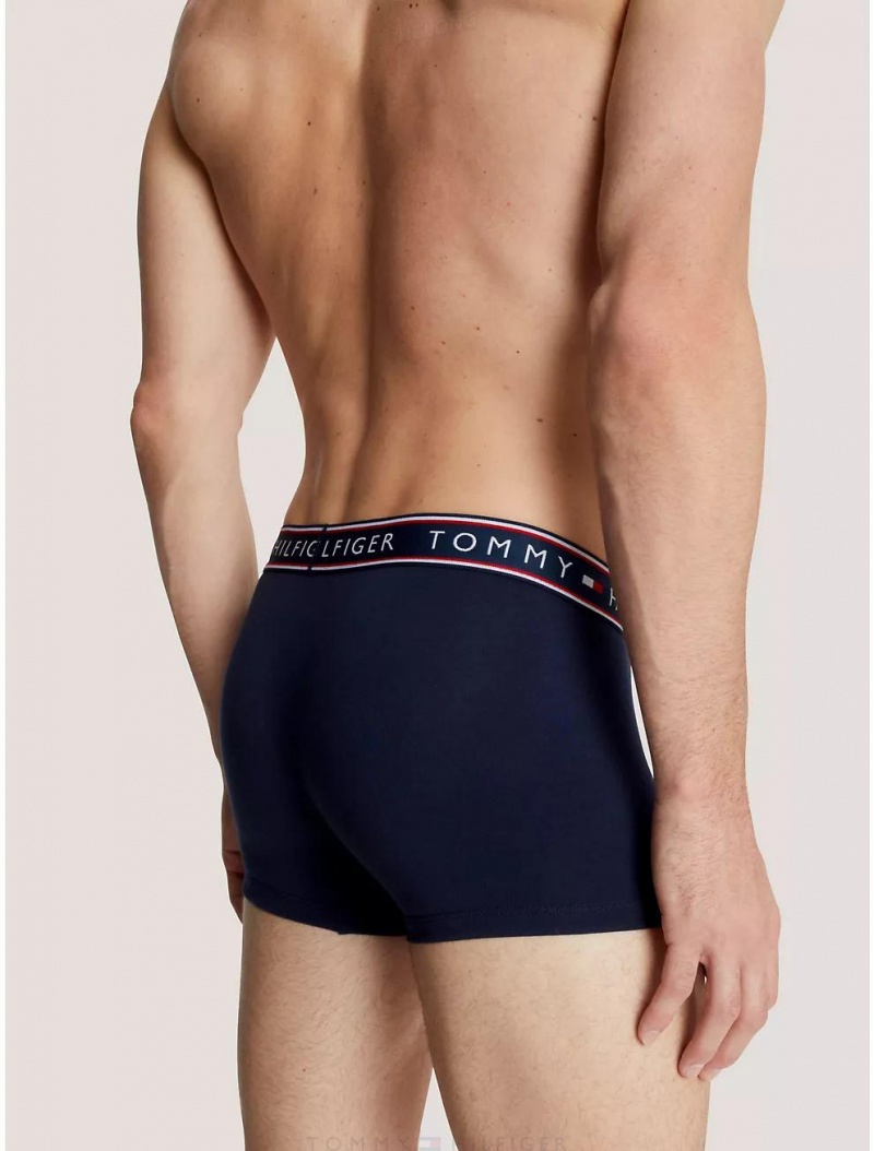 Tommy Hilfiger Cotton Stretch Trunk 3-Pack Underwear Sea | 6143-WJDMT