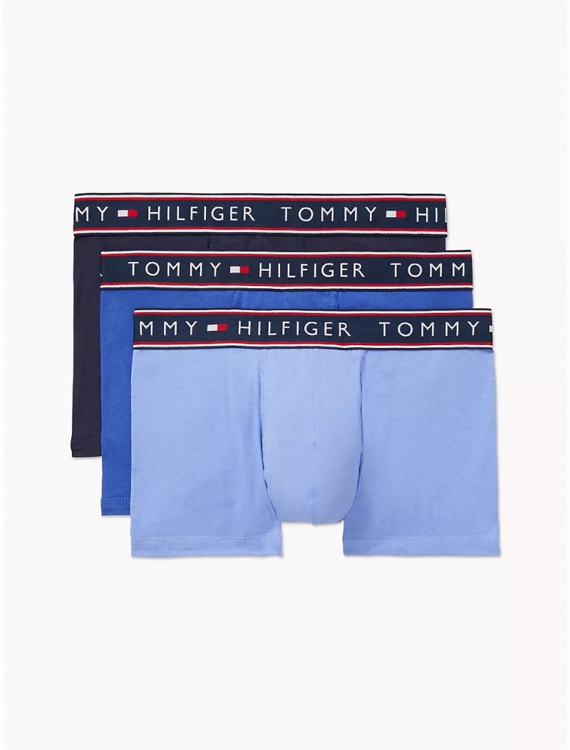 Tommy Hilfiger Cotton Stretch Trunk 3-Pack Underwear Persian Blue/Light Blue/Navy | 6084-WINLG