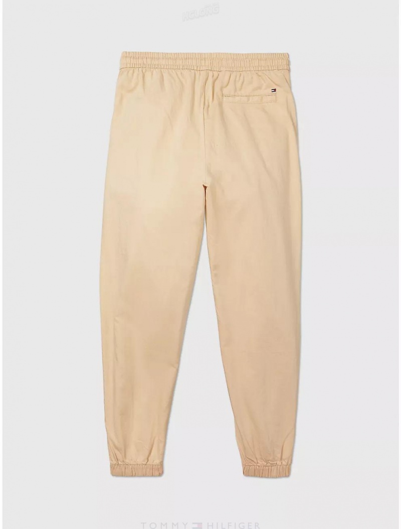 Tommy Hilfiger Cotton and Linen Drawstring Pant Bottoms Beige | 3016-JXQDV