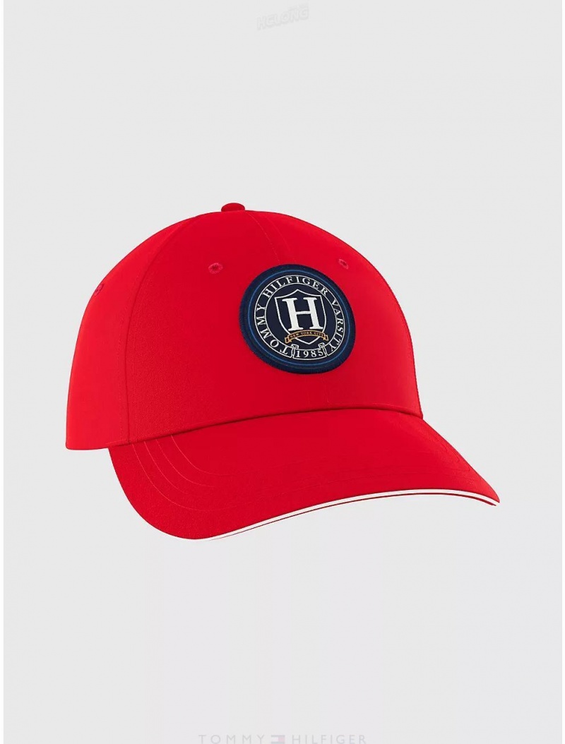 Tommy Hilfiger Crest Baseball Cap Hats Apple Red | 8271-WIDZX