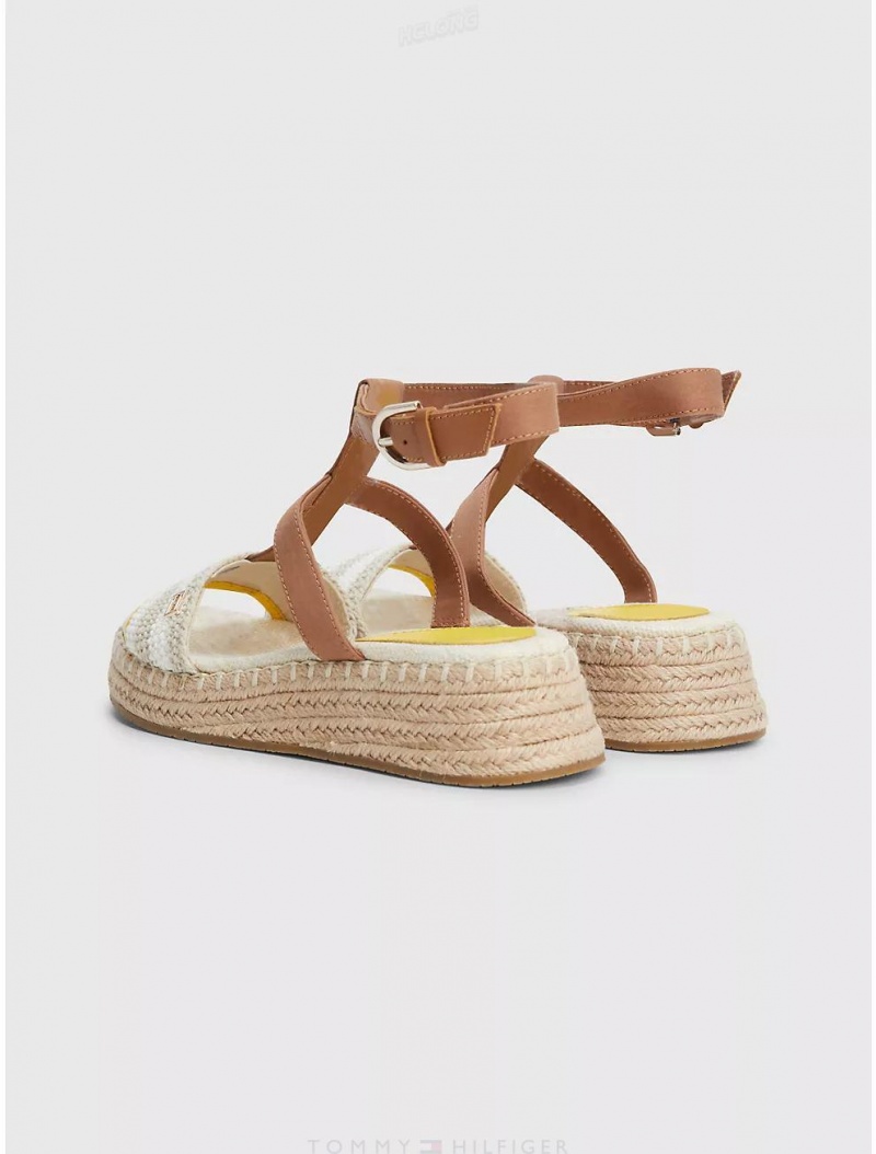 Tommy Hilfiger Crochet Platform Espadrille Shoes Light Sandalwood | 5029-CWPZO