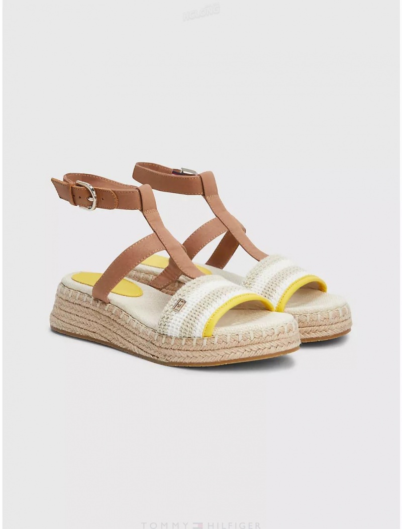 Tommy Hilfiger Crochet Platform Espadrille Shoes Light Sandalwood | 5029-CWPZO