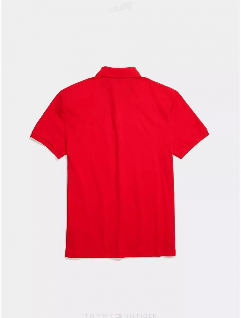 Tommy Hilfiger Custom Fit Polo Tops Apple Red | 7031-NTCOB