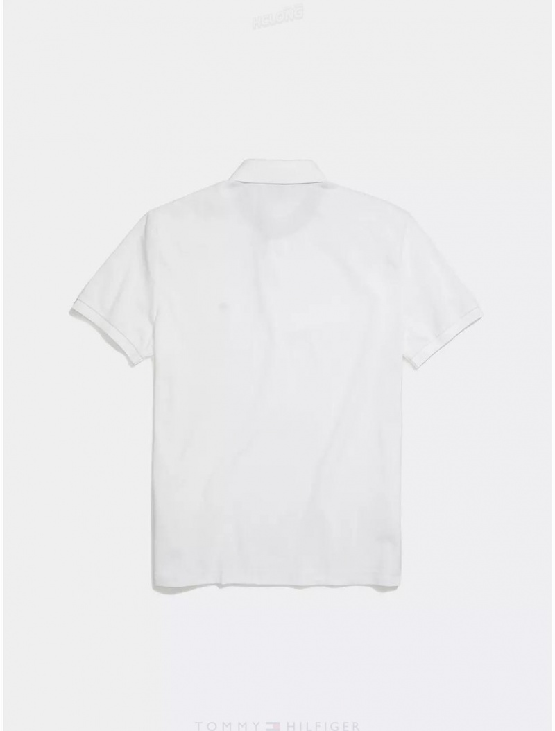 Tommy Hilfiger Custom Fit Polo Tops Bright White | 8079-CBVNR