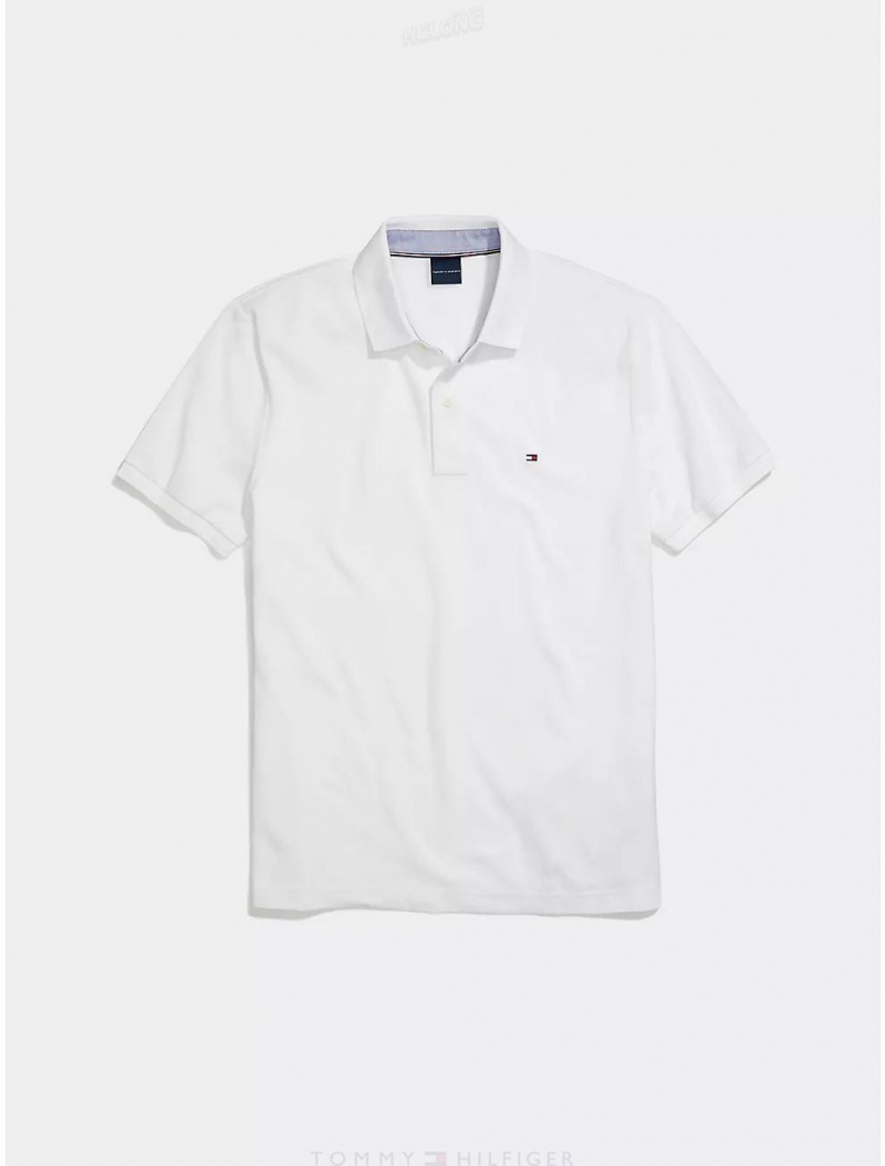 Tommy Hilfiger Custom Fit Polo Tops Bright White | 8079-CBVNR