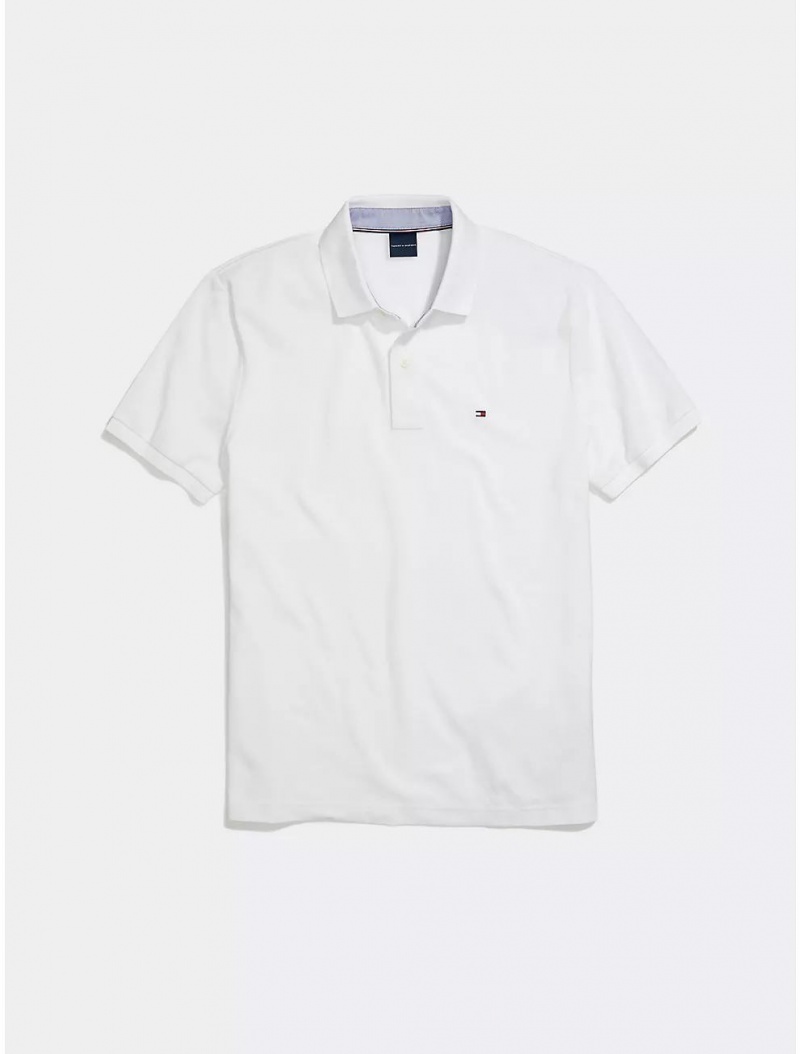 Tommy Hilfiger Custom Fit Polo Tops Bright White | 8079-CBVNR