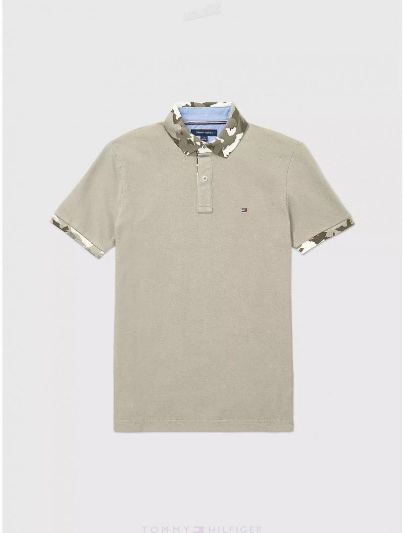 Tommy Hilfiger Custom Fit Solid Polo Tops Brown | 0439-TOPSI