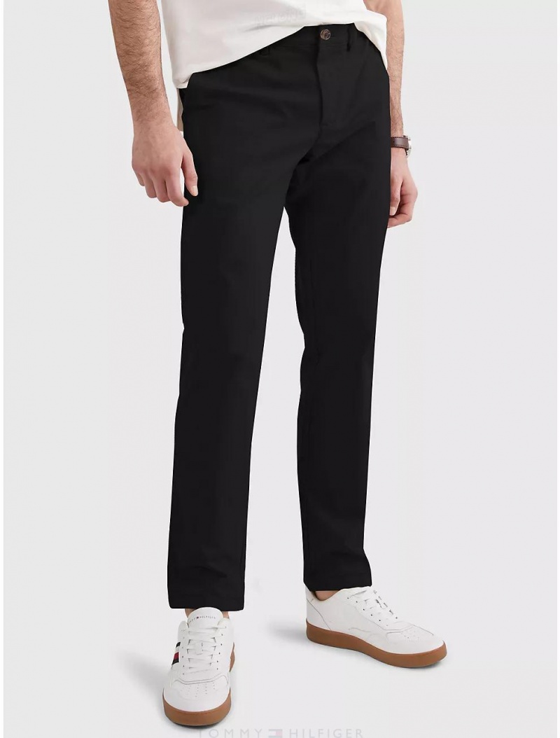 Tommy Hilfiger Custom Fit THFlex Comfort Stretch Chino Pants Th Deep Black | 7321-IFLUW