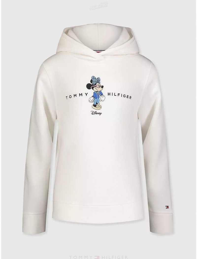 Tommy Hilfiger DISNEYxTOMMY Big Kids' Minnie Hoodie DISNEYxTOMMY Optic White | 6498-BIZFL