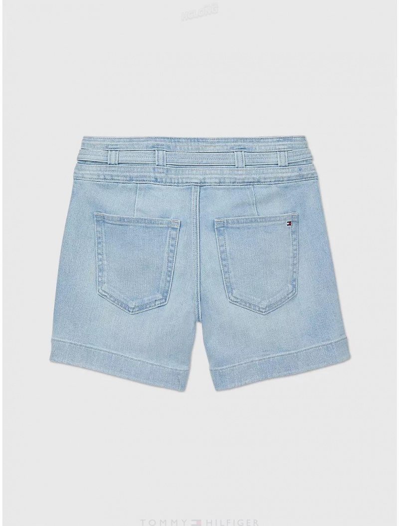 Tommy Hilfiger Denim Flared Short Bottoms Light Blue Denim | 2590-HMVDG