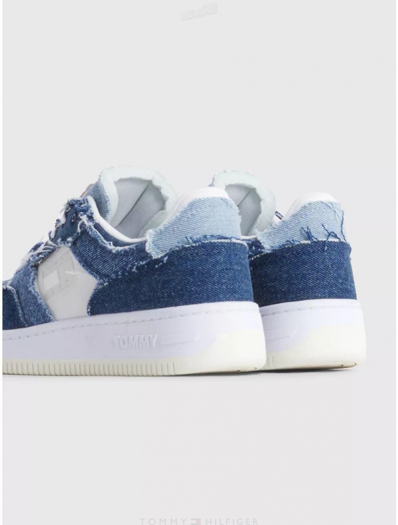 Tommy Hilfiger Distressed Denim Sneaker Shoes Denim | 6024-EKCJO