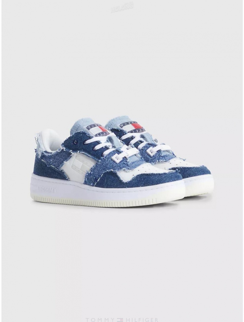 Tommy Hilfiger Distressed Denim Sneaker Shoes Denim | 6024-EKCJO