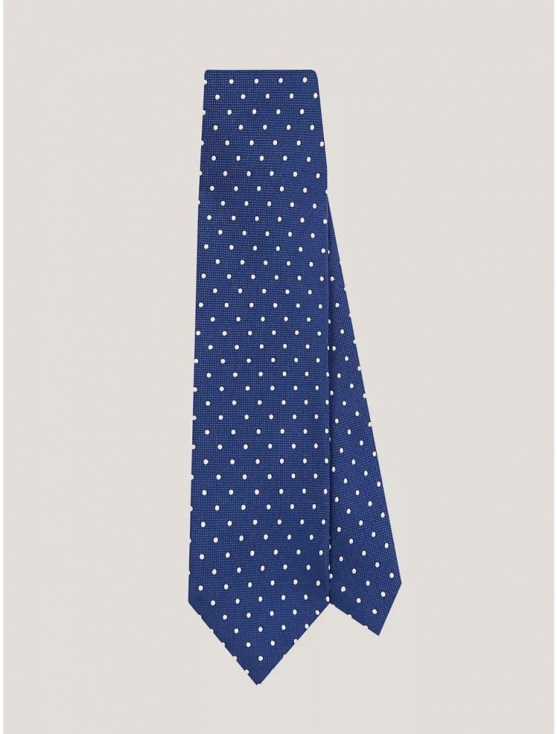 Tommy Hilfiger Dot Silk Tie Ties Twilight Lapis | 0917-CEUFO