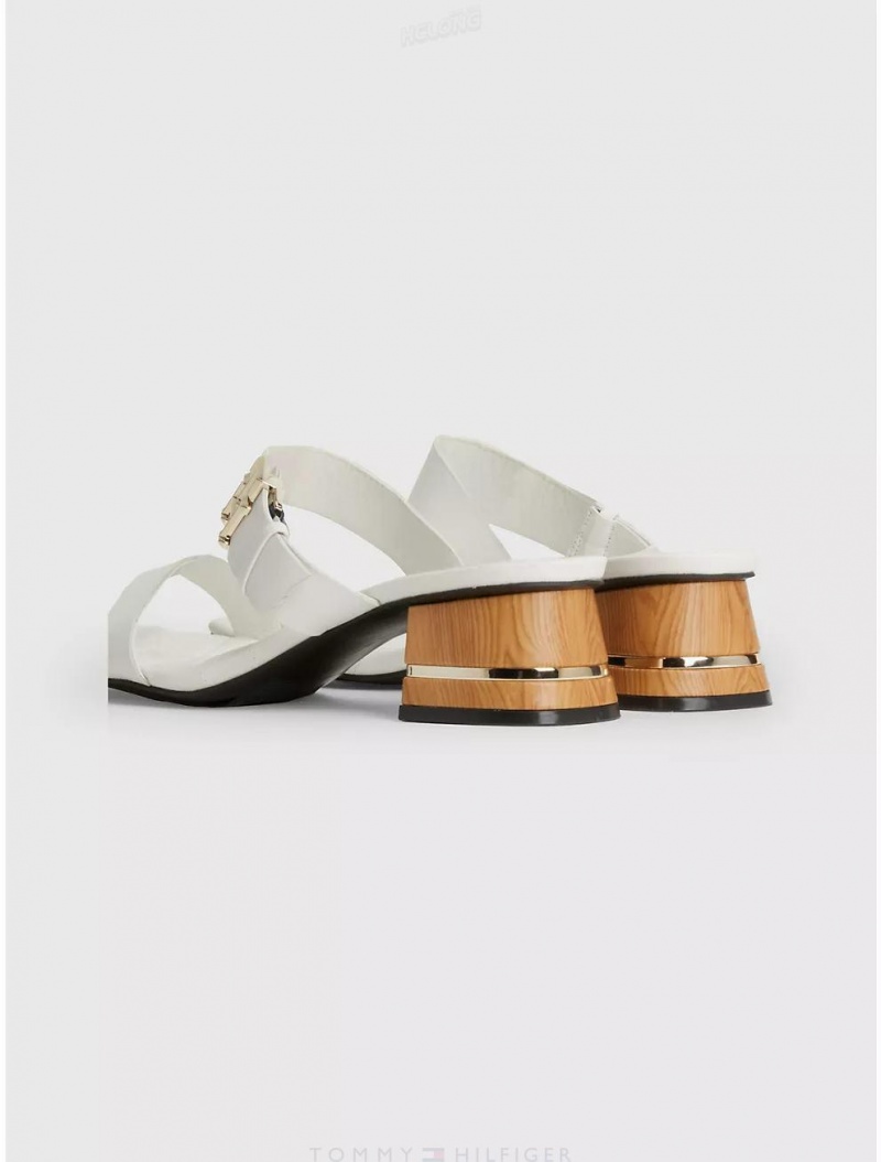 Tommy Hilfiger Elevated Block Sandal Shoes Ecru | 9651-ATQZG