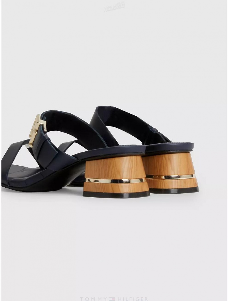 Tommy Hilfiger Elevated Block Sandal Shoes Space Blue | 1746-TOJWM