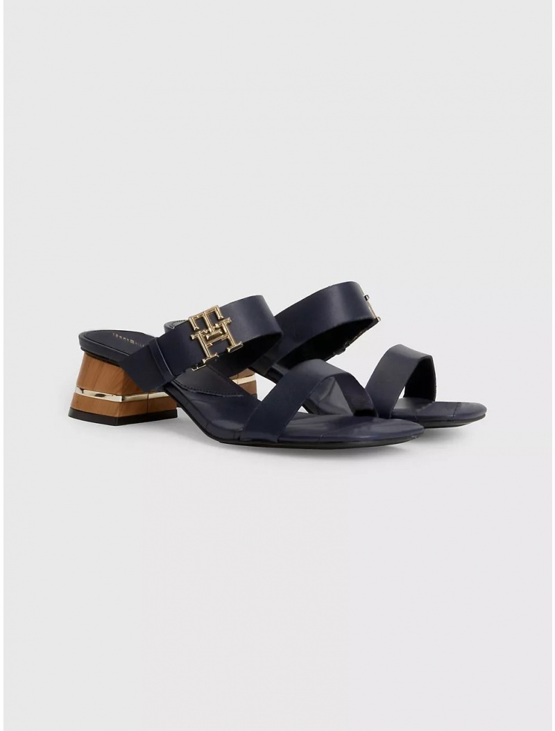 Tommy Hilfiger Elevated Block Sandal Shoes Space Blue | 1746-TOJWM