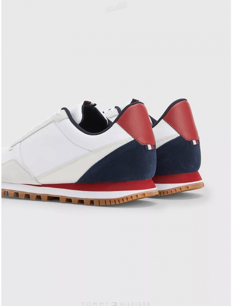 Tommy Hilfiger Elevated Leather Sneaker Shoes White | 6379-YBEUW