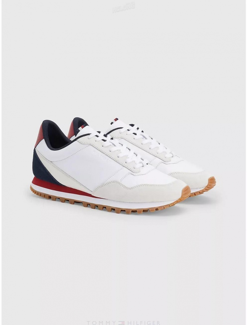 Tommy Hilfiger Elevated Leather Sneaker Shoes White | 6379-YBEUW