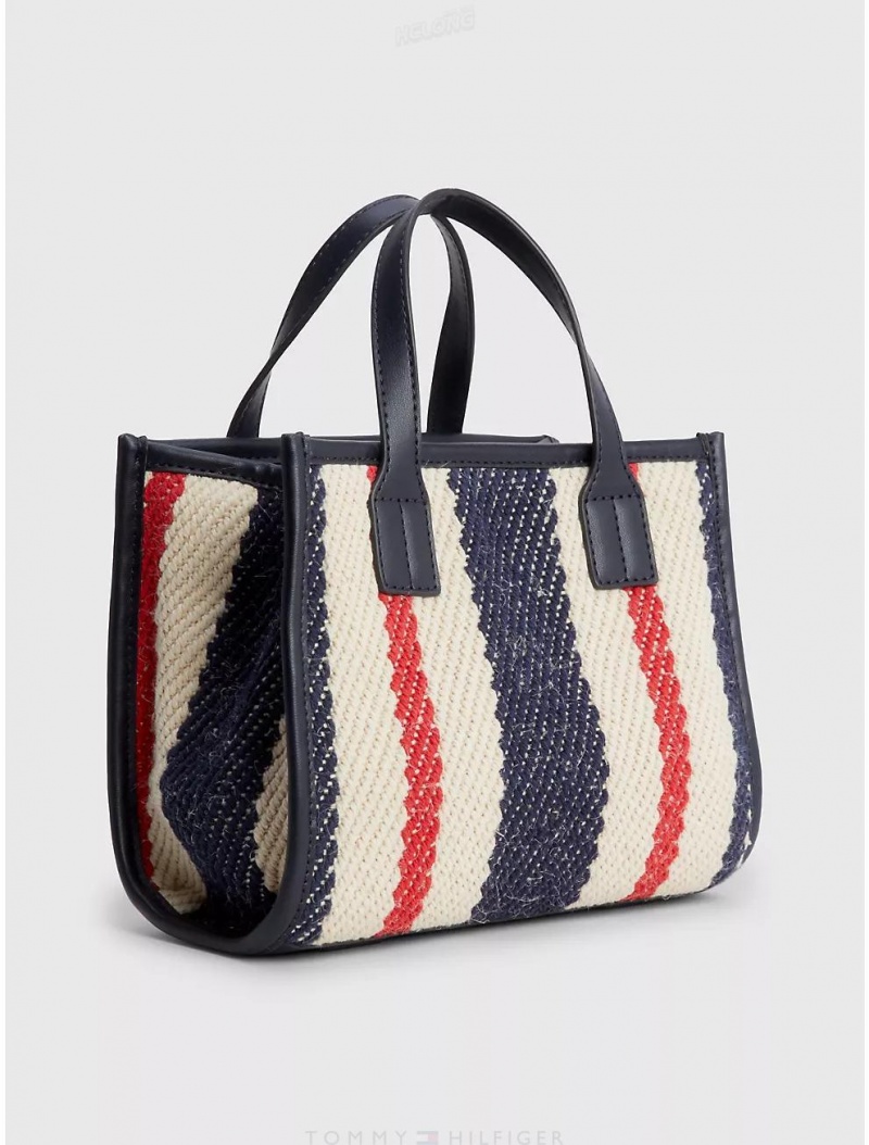 Tommy Hilfiger Emblem Canvas Mini Tote Bags Corporate Stripes Canvas | 6120-BVDER