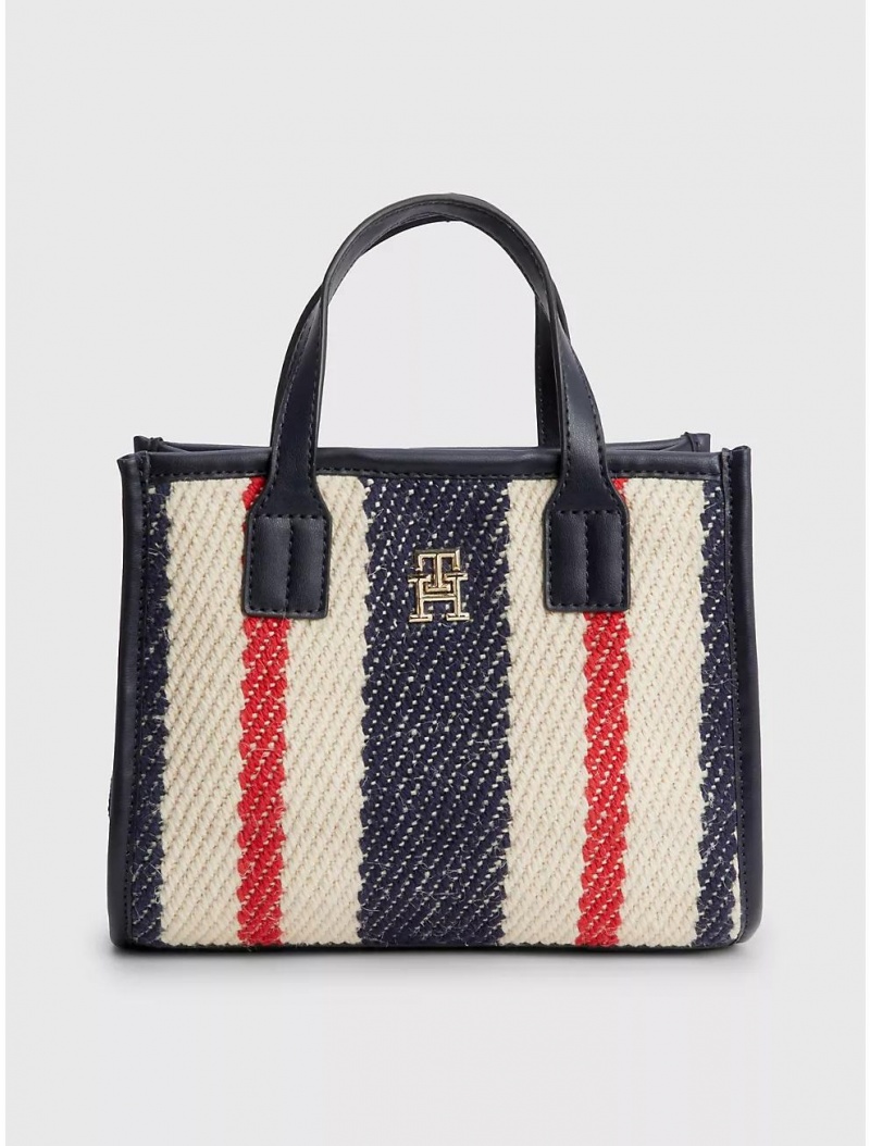 Tommy Hilfiger Emblem Canvas Mini Tote Bags Corporate Stripes Canvas | 6120-BVDER