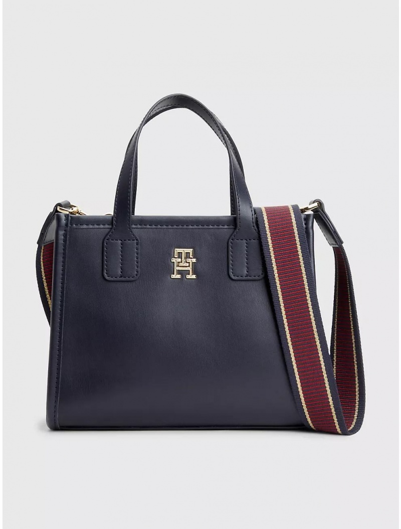 Tommy Hilfiger Emblem Mini Tote Bags Space Blue | 1452-CRGKF