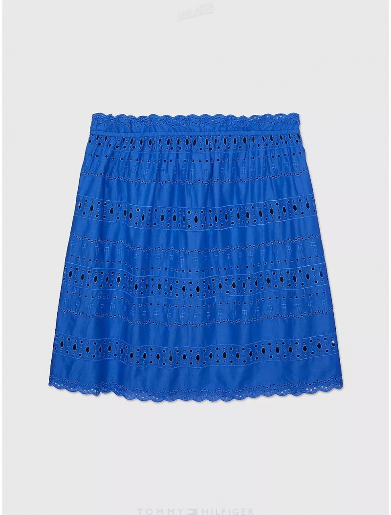 Tommy Hilfiger Embroidered Skirt Dresses & Skirts Verona Blue | 7680-JPTVW