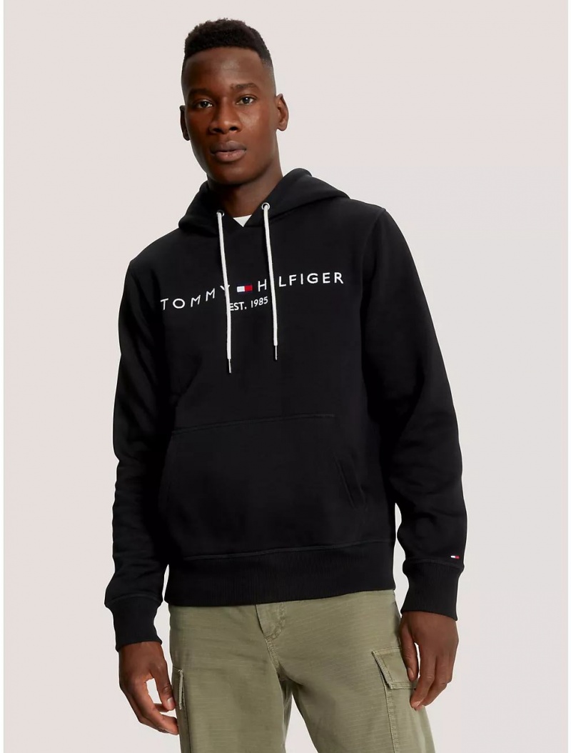 Tommy Hilfiger Embroidered Tommy Logo Hoodie Hoodies & Sweatshirts Dark Sable | 1824-JZXGI