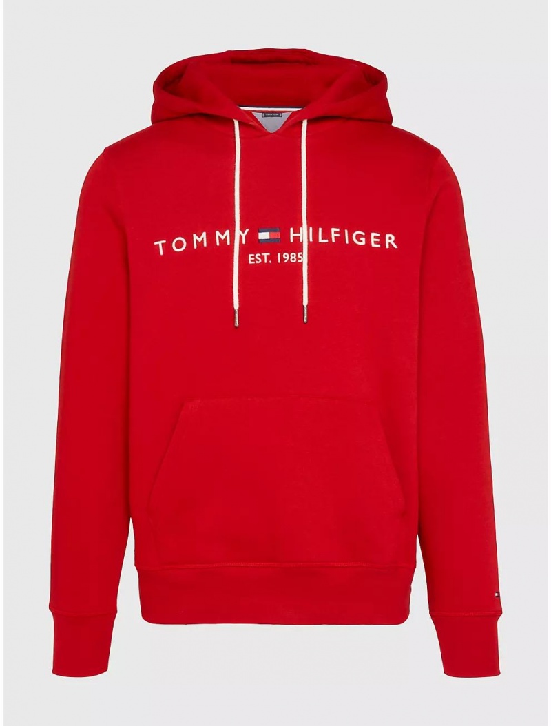 Tommy Hilfiger Embroidered Tommy Logo Hoodie Hoodies & Sweatshirts Arizona Red | 6578-QXZGF