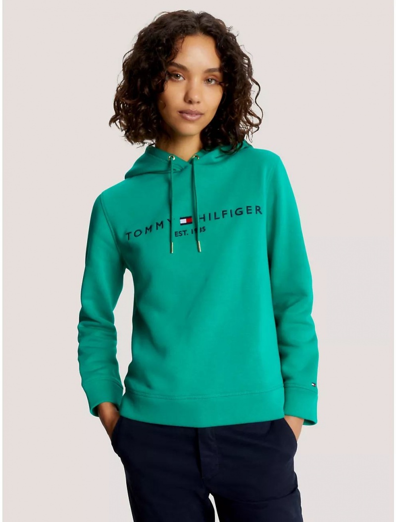 Tommy Hilfiger Embroidered Tommy Logo Hoodie Hoodies & Sweatshirts Courtside Green | 6389-GLTMD