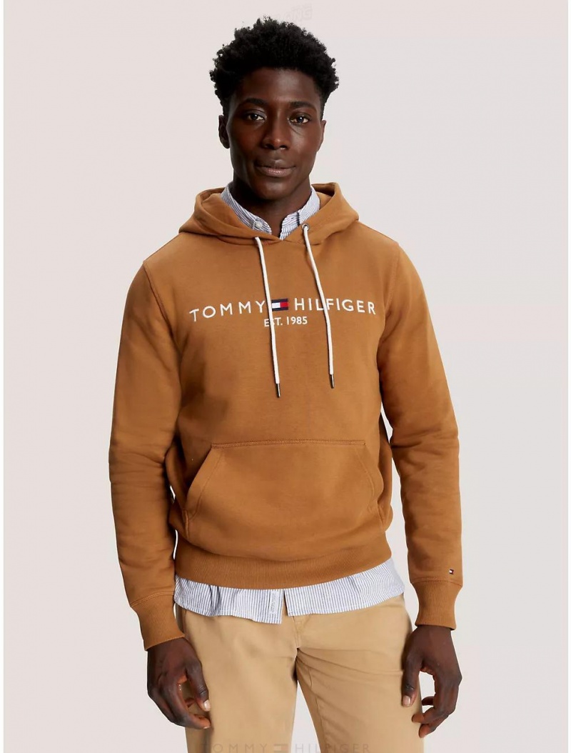 Tommy Hilfiger Embroidered Tommy Logo Hoodie Hoodies & Sweatshirts Golden Rays | 5912-BVJOF