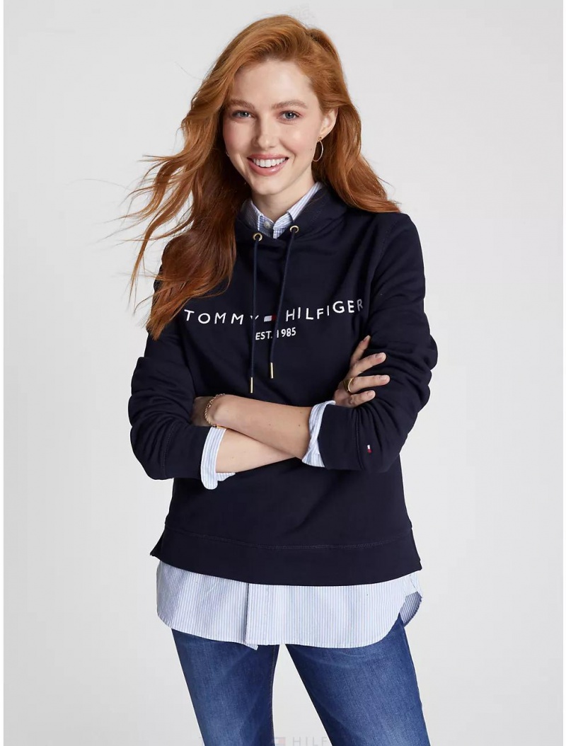 Tommy Hilfiger Embroidered Tommy Logo Hoodie Hoodies & Sweatshirts Desert Sky | 2981-PUSAZ