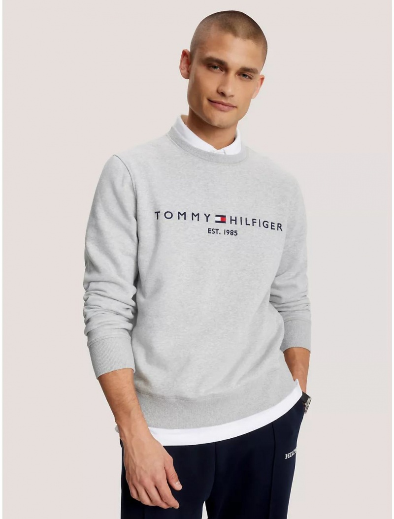 Tommy Hilfiger Embroidered Tommy Logo Sweatshirt Hoodies & Sweatshirts Grey Heather | 5340-LGEYM