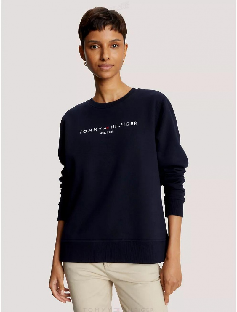 Tommy Hilfiger Embroidered Tommy Logo Sweatshirt Hoodies & Sweatshirts Desert Sky | 3819-QBJDU