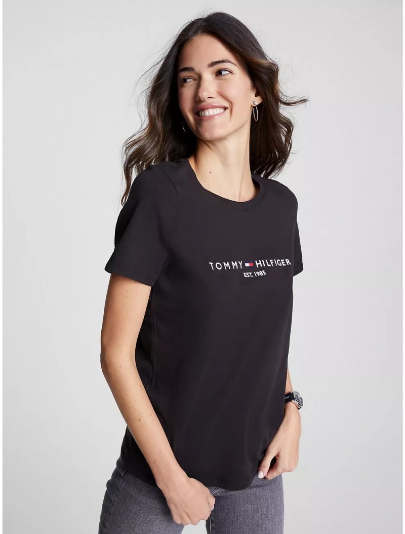 Tommy Hilfiger Embroidered Tommy Logo T-Shirt T-Shirts & Polos Dark Sable | 5687-IVLZD