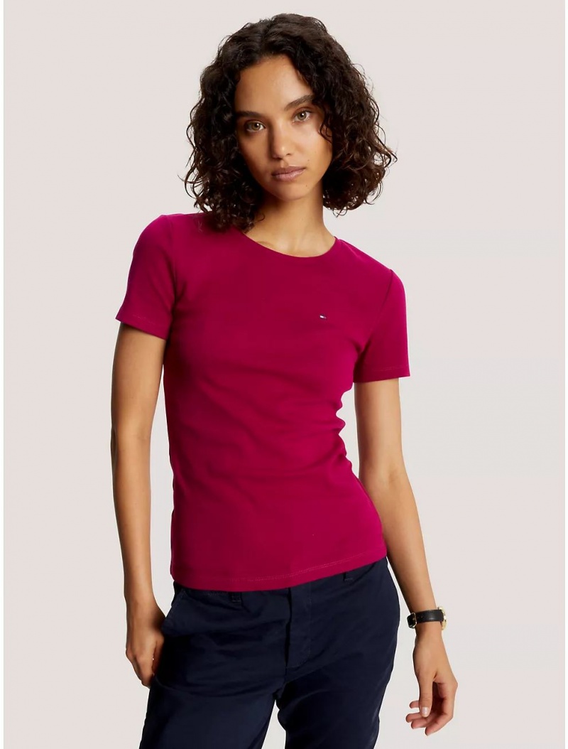 Tommy Hilfiger Essential Favorite Crewneck T-Shirt T-Shirts & Polos Italian Wine | 2471-HNSCV