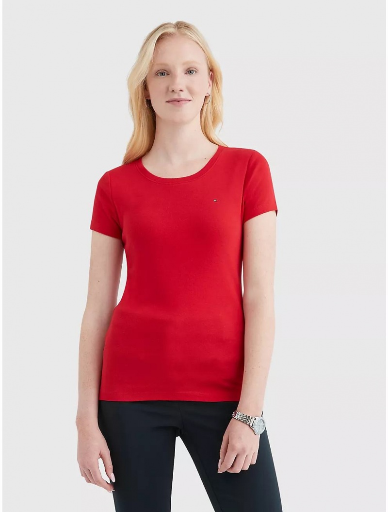 Tommy Hilfiger Essential Favorite Crewneck T-Shirt T-Shirts & Polos Primary Red | 5748-HLTVN