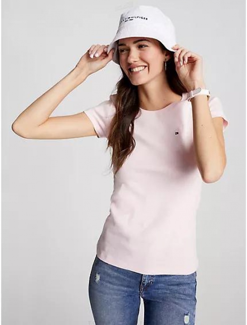 Tommy Hilfiger Essential Favorite Crewneck T-Shirt T-Shirts & Polos Blushing Bride | 4921-QIBDM