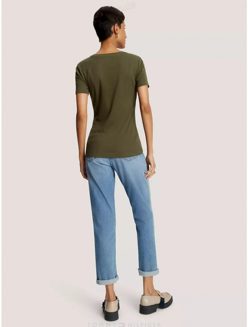 Tommy Hilfiger Essential Favorite Crewneck T-Shirt T-Shirts & Polos Army Green | 4257-MXRIN