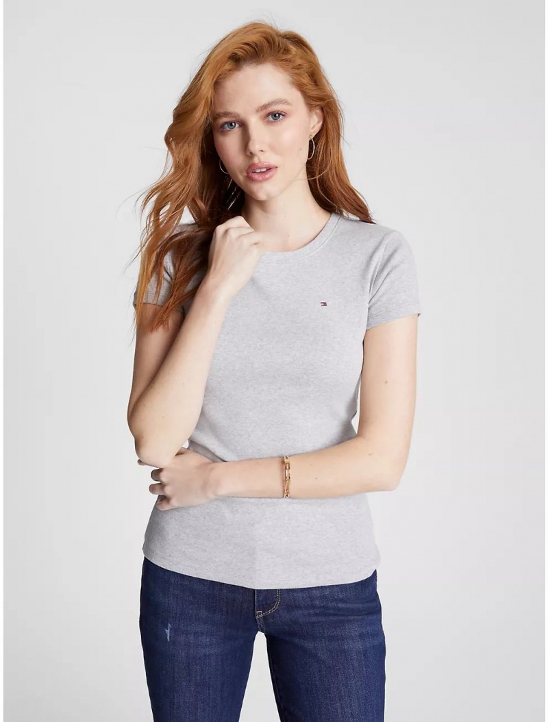 Tommy Hilfiger Essential Favorite Crewneck T-Shirt T-Shirts & Polos Grey Heather | 6234-PSKAQ